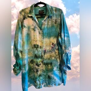 Custom 2x Ice Dyed Button Down Tunic